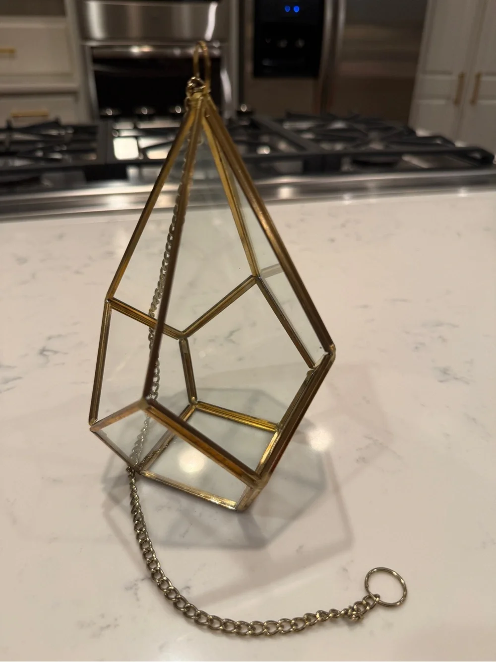 Geometric Triangle Glass Terrarium Hanging Planter for Succulents & Air Plants